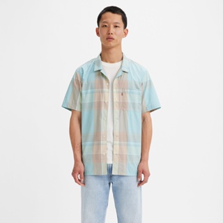 Levis 寬鬆版短袖襯衫 / 綠松石格紋 男款 72625-0076 熱賣單品