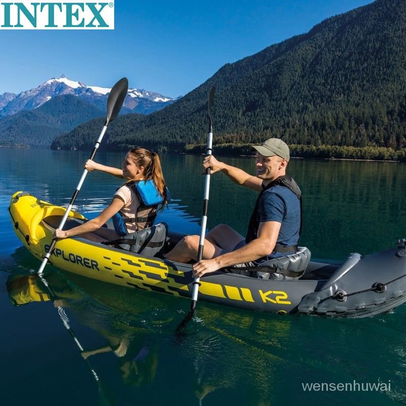 【文森戶外】正品INTEX二人充氣船兩人充氣艇單人橡皮劃艇2人衝鋒獨木舟加厚大免運