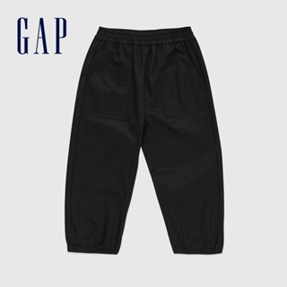 Gap 男幼童裝 Logo束口鬆緊棉褲-黑色(890424)