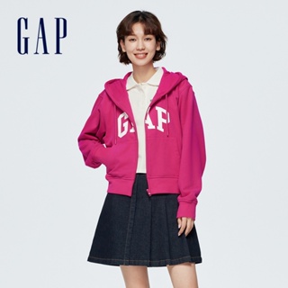 Gap 女裝 Logo連帽外套 碳素軟磨法式圈織系列-深粉色(402167)