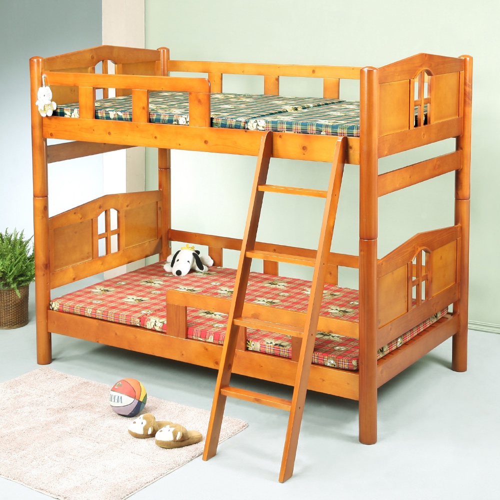 Homelike 維爾圓柱雙層床 實木雙層床 上下舖 3.5尺床 小孩床 宿舍 專人配送安裝