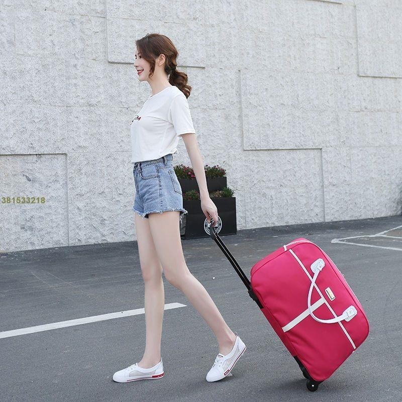 新款多花色拉杆包旅行包女手提韓版短途衣服簡約行李袋學生男輕便 &lt;顔羽aeVZ&gt;