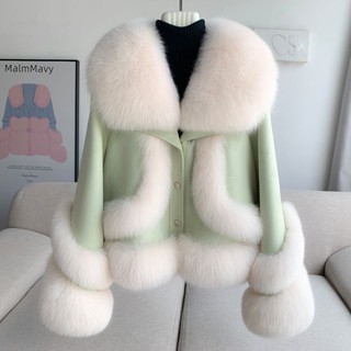 COCO新品MEALLYG狐貍毛皮草外套女短款 2023新款毛毛大衣皮草羽絨服冬特賣