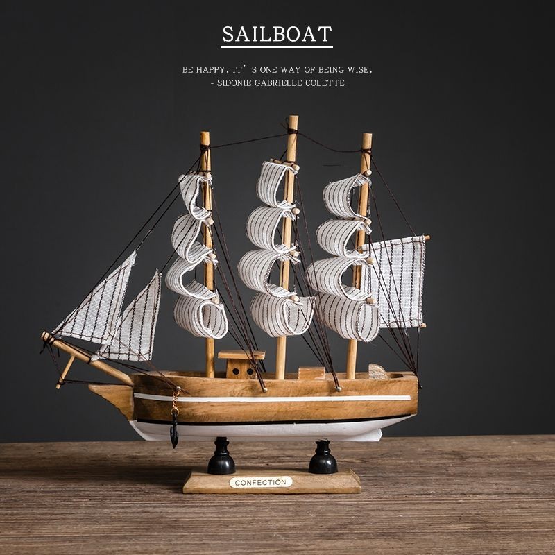心選創意限定一帆風順帆船擺件北歐家居客廳酒柜書柜模型船裝飾品擺設新品