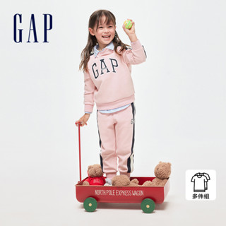 Gap 女幼童裝 Logo圓領長袖長褲家居套裝-粉紅色(890303)