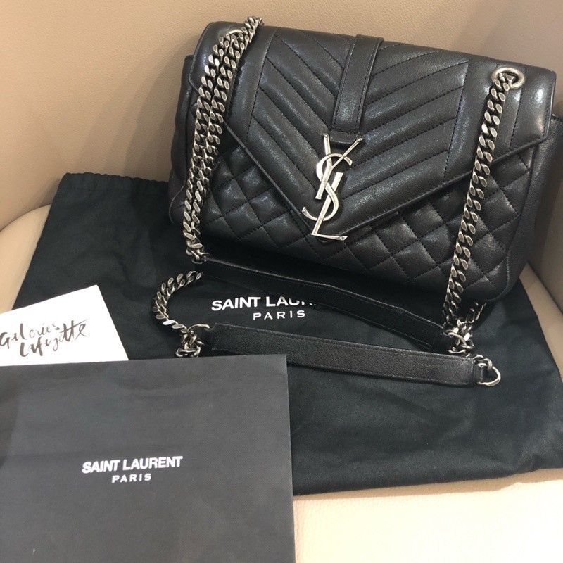 筱筱二手店🚫Saint Laurent YSL 菱格紋學院包 肩背/斜背斜挎包斜背包單肩包側背包手提包