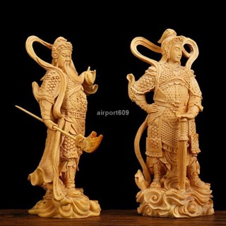 時光裡風水開光崖柏木雕刻關公伽藍韋陀尊者菩薩擺件左右護法門神供奉家居裝飾品