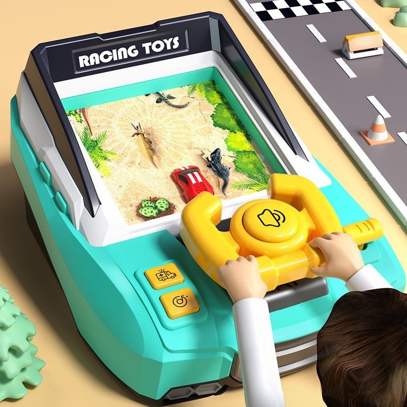 兒童賽車闖關大冒險遊戲機 電動音效 模擬駕駛 兒童方嚮盤 男孩玩具 生日禮物 兒童禮物 迷你遊戲機 兒童遊戲機臺 禮品