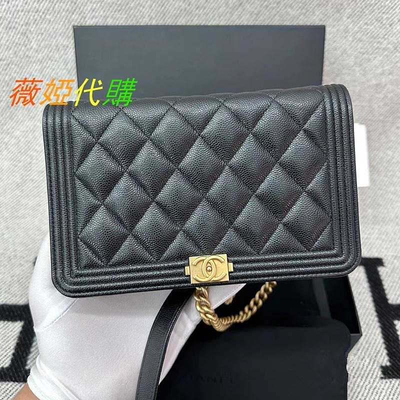 二手CHANEL 香奈兒 BOY WOC 發財包 AP1117 金/銀鍊條包 肩背包 牛/羊皮 精品 99新