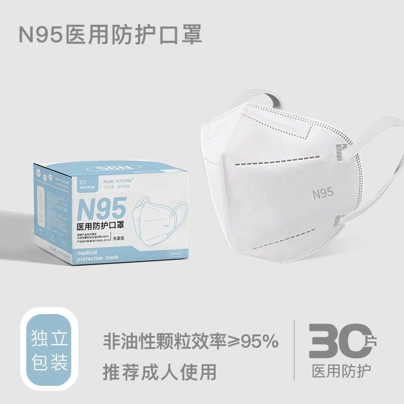 口罩 n95 成人口罩 3d立體 帶鋼印 白色口罩 一次性口罩 五層防護滅菌獨立包裝醫療口罩 CFQU