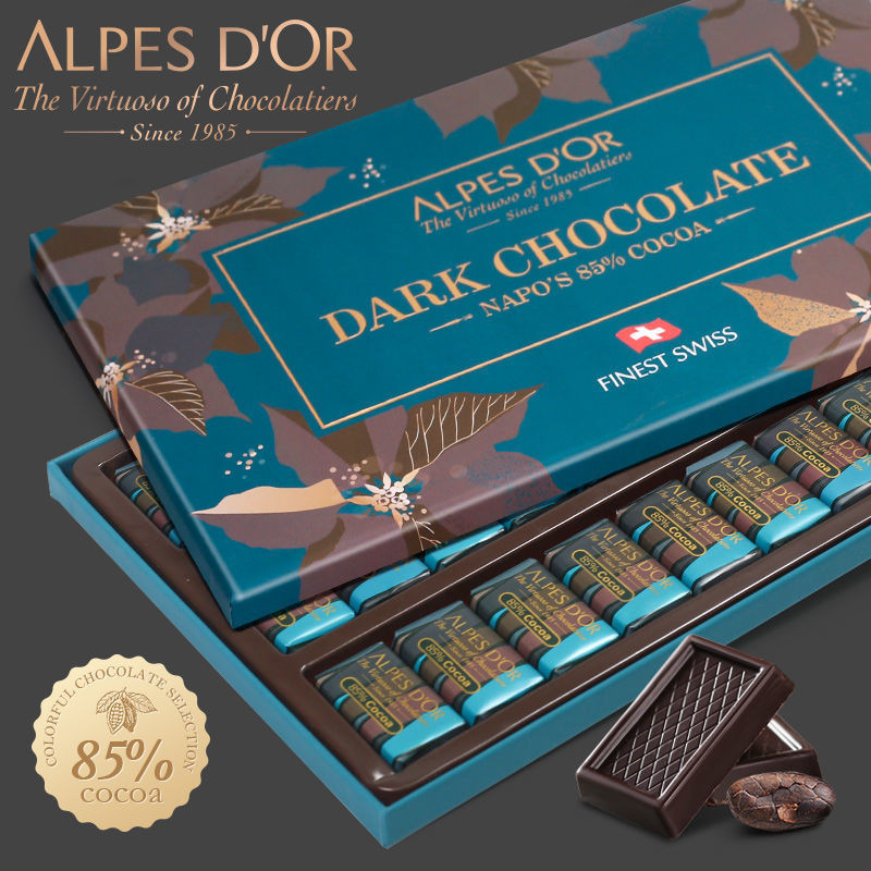愛普詩瑞士進口85%黑巧克力禮盒135g網紅零食38婦女節巧克力禮盒