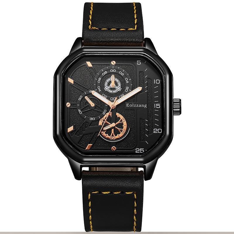 爆款大錶盤手錶高中生機械錶 男士手錶青少年潮流非酷炫  皮帶  手錶方形手錶
