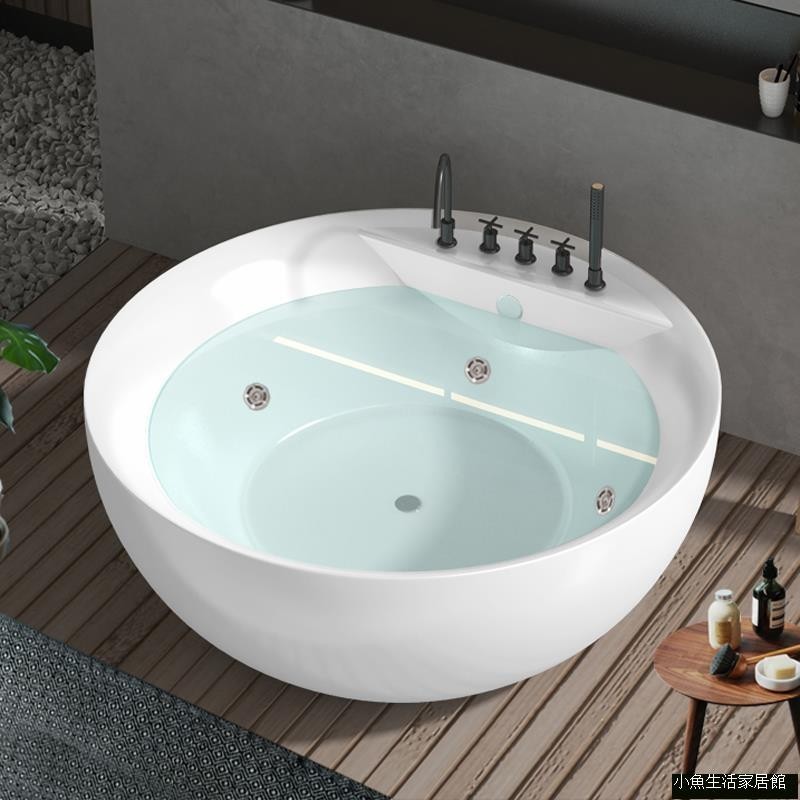 High Quality 衛浴圓形亞克力浴缸家用迷你雙人獨立網紅小戶型薄邊按摩