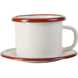 台灣現貨 西班牙《IBILI》琺瑯濃縮咖啡杯碟組(紅80ml) | 琺瑯杯 露營杯 義式咖啡杯 午茶杯