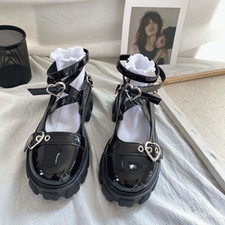 【砂糖の時光】洛麗塔日係圓頭學生英倫風jk製服黑色小皮鞋女厚底增高瑪麗珍單鞋