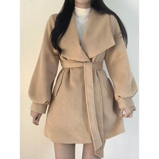 【Codibook】韓國 J-BLIN 高級感大翻領綁帶大衣［預購］大衣 綁帶大衣 女裝