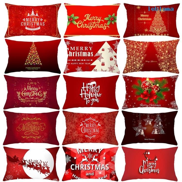 嘟嘟 耶誕節 紅色 英文 印花枕套 床上 沙發用品 抱枕套靠墊 30*50cm 新品優選