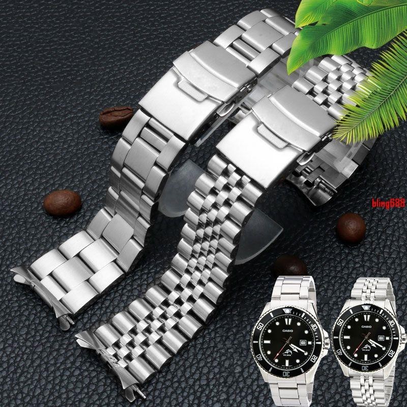 新品666適配卡西歐劍魚MDV-106 107錶帶2784鋼帶不鏽鋼錶帶錶鏈22mm配件