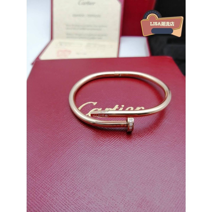 【二手】Cartier卡地亞 首飾 18K玫瑰金 釘子手環 經典 鑲鑽 手鐲 B6048517