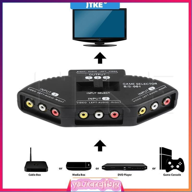 Audio Video AV RCA Switch Splitter Selector 3 to 1 RCA Compo