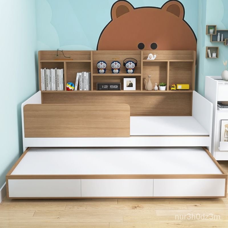 【廠傢直銷】兒童床高低拖拉多功能儲物臥室側櫃一體抽拉床組閤親子一床變兩床 ULCC