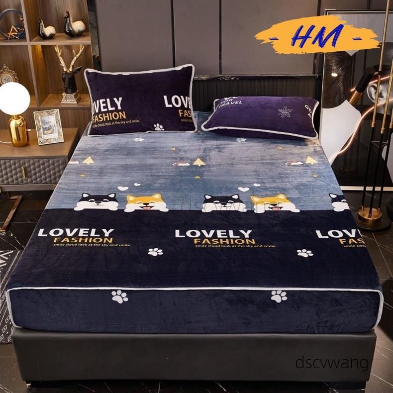 HM特價📌新款加厚牛奶絨床包 北極絨床包 刷毛加厚雙人加大床包 床包組 單人床包 單件水晶絨床罩 床墊保護套 床S35