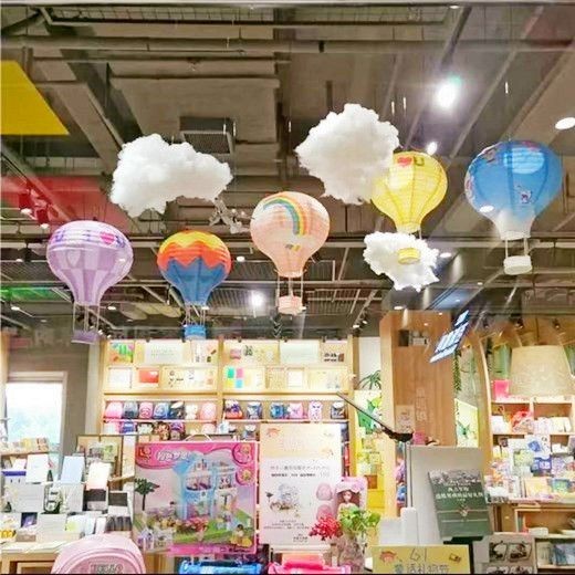 熱氣球夜燈 DIY材料包 夜燈 小夜燈 玩具 熱氣球夜燈 商場店鋪幼兒園學校創意空中吊飾走廊環境裝飾立體云朵熱氣球掛飾