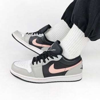 Nike Air Jordan 1 Low 白灰 黑粉 低幫 休閑 滑板鞋 553558-062