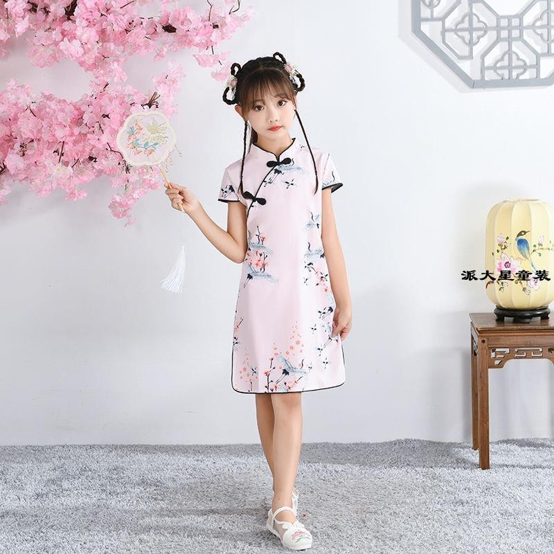 旗袍 女童旗袍 洋裝 夏季兒童中國風復古連身裙洋氣小女孩女寶寶公主旗袍 洋裝 裙