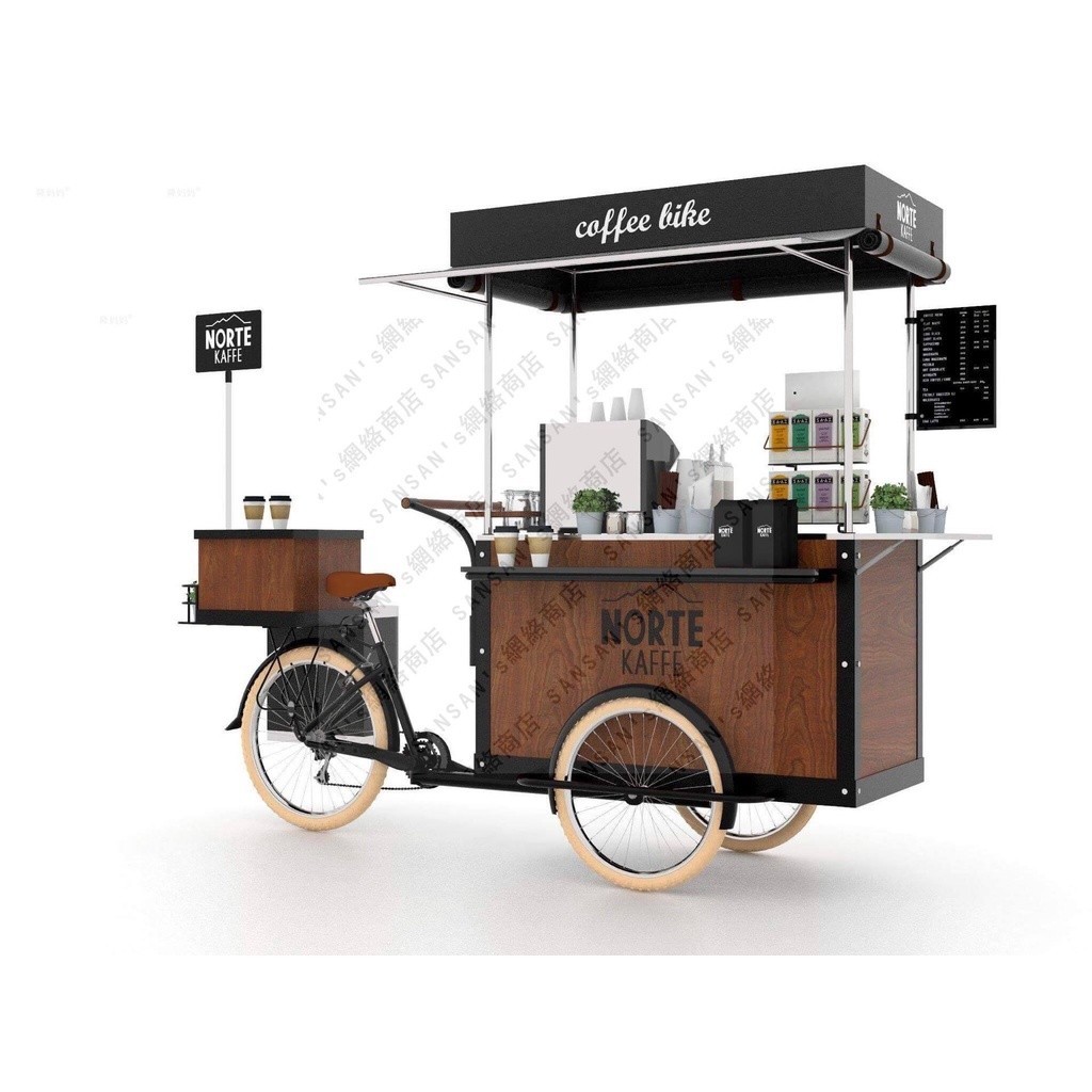 促銷展示車擺攤商場陳設奶茶倒騎三輪自行車燒烤夜市咖啡售貨餐車