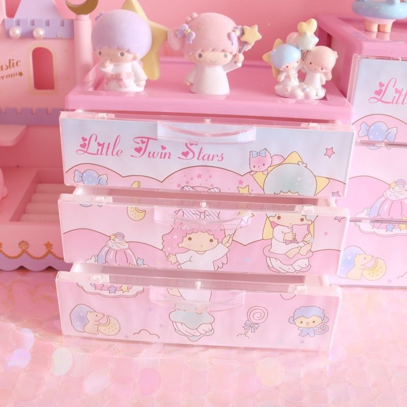 【可愛收納架】粉色少女心美樂蒂可愛桌面收納盒抽屜式多層整理盒首飾發夾置物盒