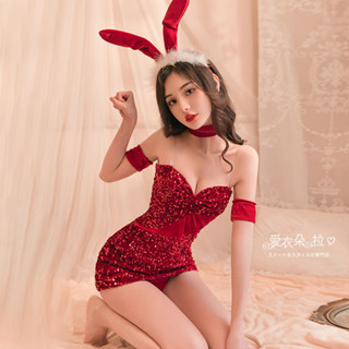 紅色兔女郎 小尺寸亮片平口洋裝 角色扮演COSPLAY派對服飾