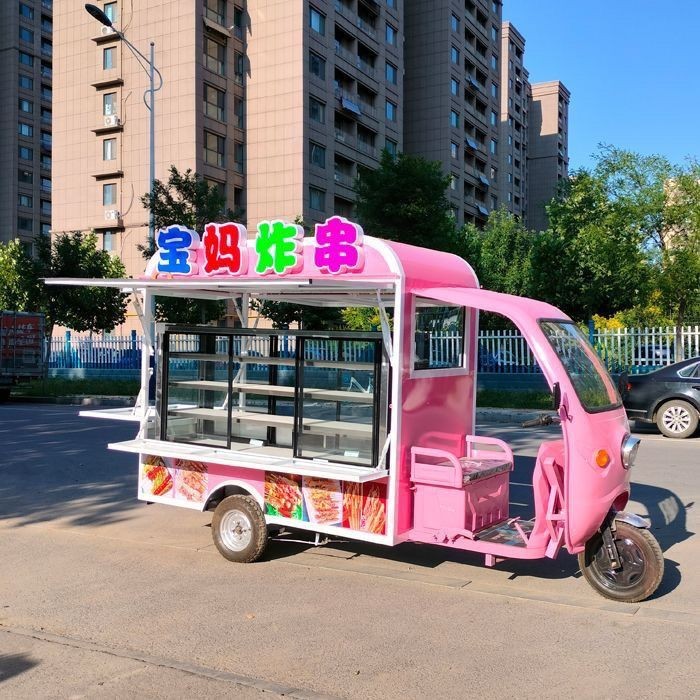 {厂家直销，现货速发}多功能三輪餐車電動小吃車早餐炸串雞蛋灌餅鐵板美食車夜市移動