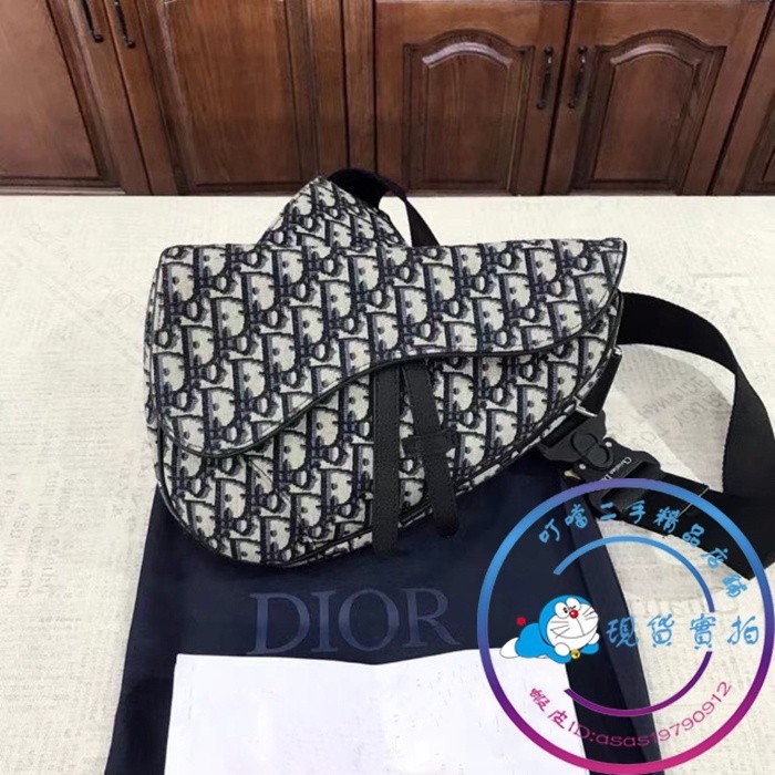 正品免運 Dior 迪奧 Saddle Oblique刺繡老花 男士 中號 馬鞍 腰包/胸包/斜背包/單肩包/馬鞍包