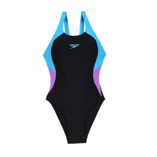 SPEEDO Colourblock 女運動連身泳裝( 游泳 競賽「SD800440816661」 黑水藍紫