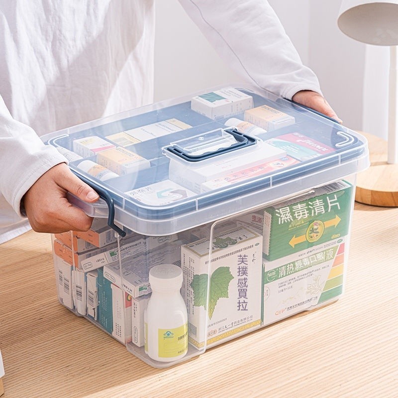 透明醫藥箱傢庭版雙層大容量超大號便攜式醫療箱應急藥品收納盒子