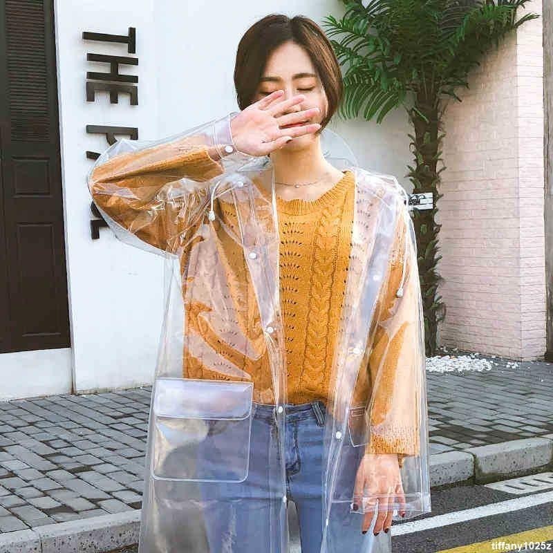 爆炸糖的小店-雨衣透明韓國時尚透明長款成人便攜學生戶外演唱會隱形時尚長裝