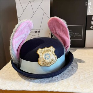 【限時折扣】兔子警官帽子兒童COS卡通兔耳朵頭飾女童洛麗塔裙裝飾可愛朱迪帽髮飾 髮夾 頭飾 髮夾韓國 髮箍 帽子 髮箍韓