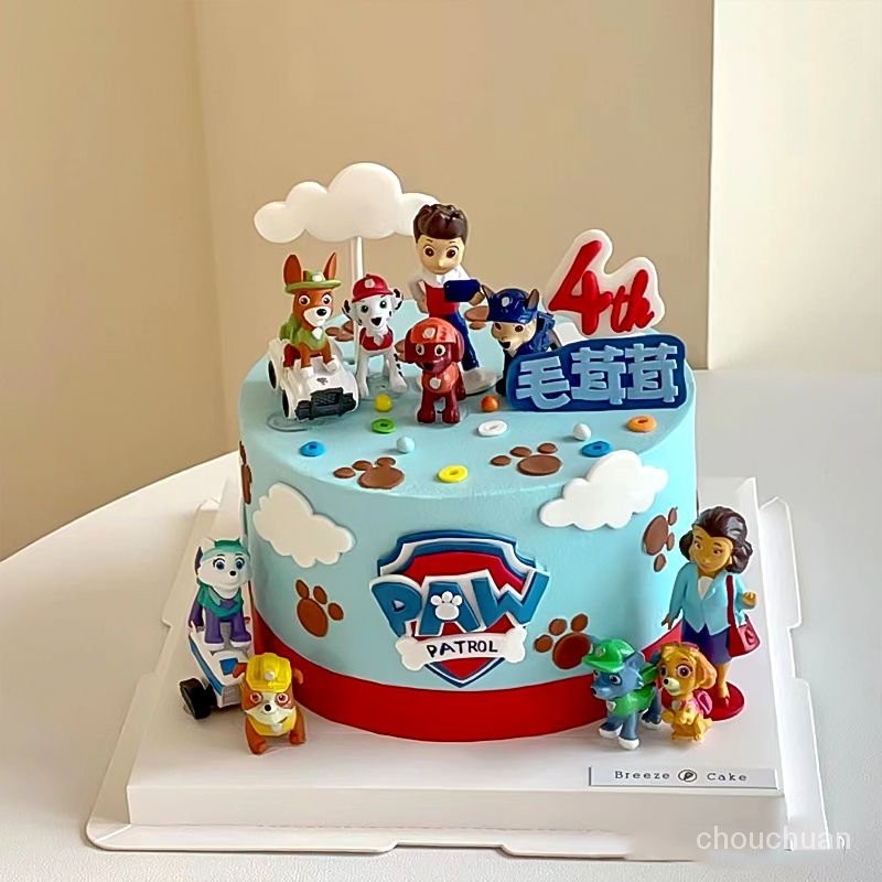 汪汪隊玩具蛋糕裝飾擺件卡通模型仿真男孩生日甜品臺裝飾插件配件 ZHTY