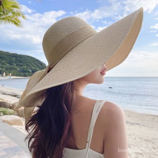 草帽女夏季防曬超大帽簷遮陽帽沙灘海邊度假太陽帽子可折疊帽子潮 量大可詢【可以優惠】 0VXP