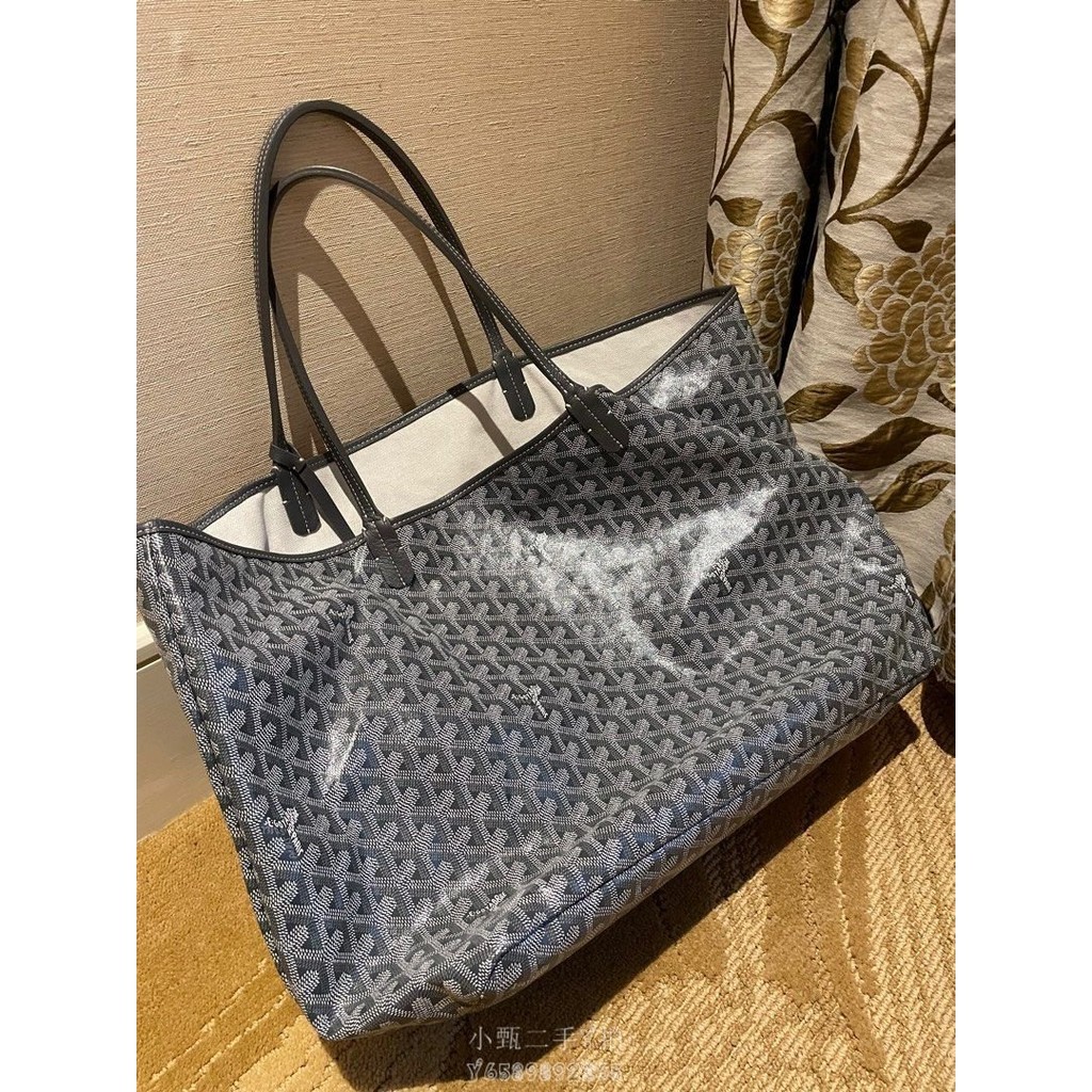 精品二手Goyard St Louis GM tote 高雅德灰色 大號 購物袋 牛皮 托特包 真品優惠