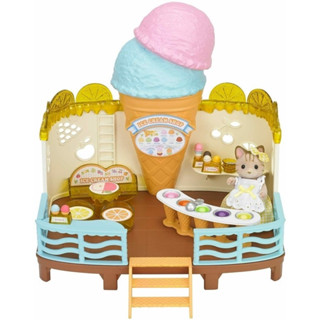 **現貨**森林家族 冰淇淋商店 絕版商品 冰淇淋組（附斑紋貓店員）森林家族 濱海-(需稅外加)