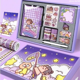 熱銷中🎉小麻薯手賬本套裝少女心可愛風禮盒手帳簡約ins風全套彩頁筆記本