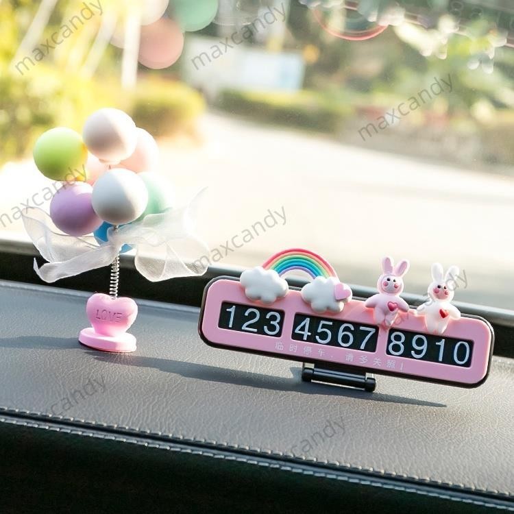 新品! 可愛的兔子臨時停車卡 DIY 電話號碼板汽車配件室內裝飾停車卡隱藏電話號碼卡🌱慶民商行🌱