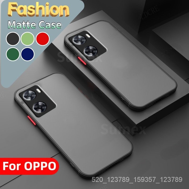 Oppo A57 4G 2022 A77 5G A 57 77 磨砂半透明保護殼的時尚手機殼57 OPPOA77 C H