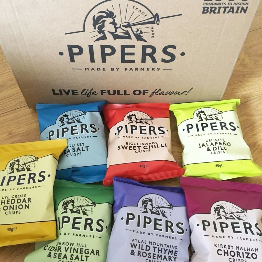 優選洋芋片 英國進口Pipers啪爾滋風笛薯片40g 原切馬鈴薯 多種口味海鹽幹酪