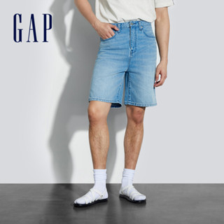 Gap 男裝 Logo純棉寬鬆牛仔短褲-淺藍色(889900)