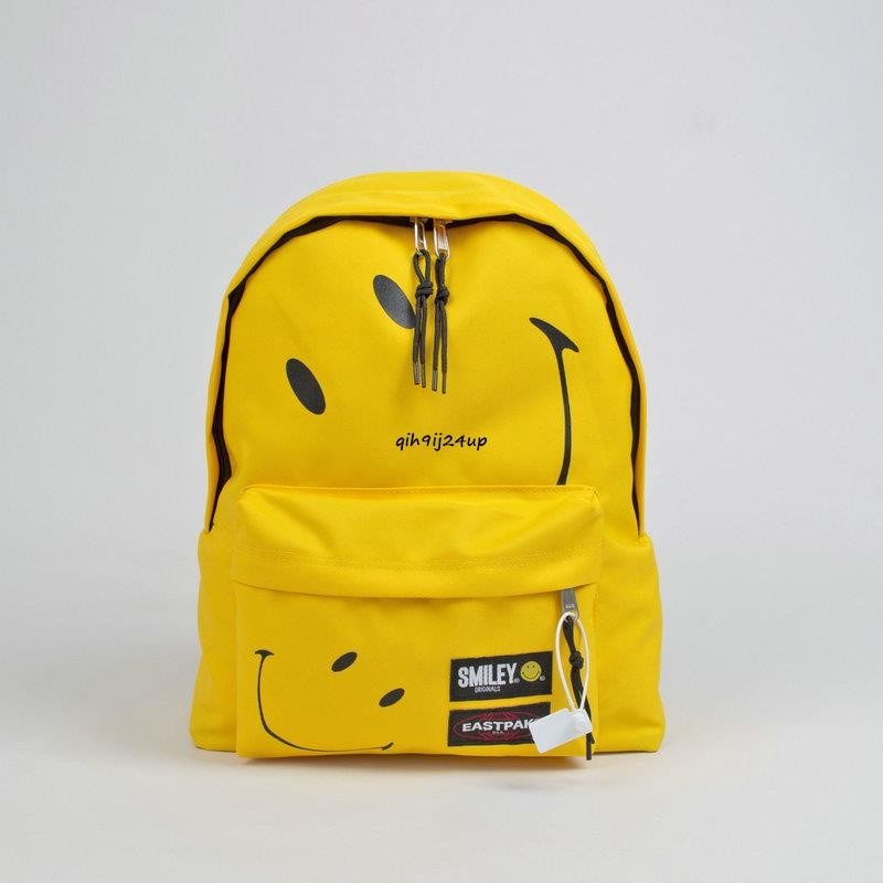 小眾原創設計雙肩包kapital黃色笑臉潮牌學生書包smile背包旅行包