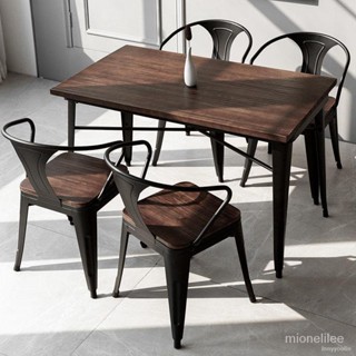 實木餐桌現代2簡約小戶型餐桌多人位餐廳咖啡廳酒吧4人桌子美式工業風鐵藝桌椅組合