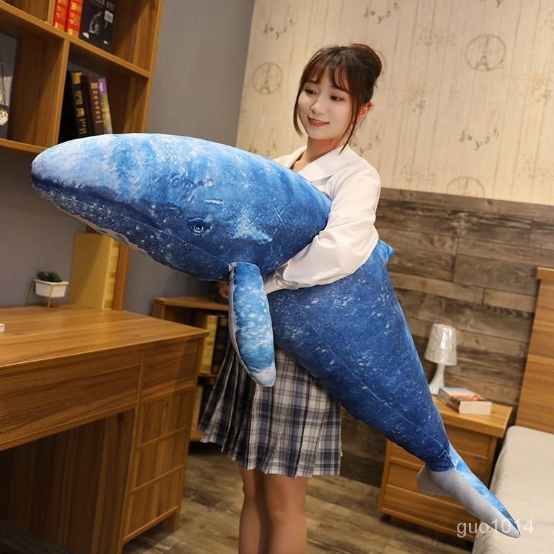 ✨【臺灣出貨】✨日本大阪藍鯨魚抱枕毛絨公仔玩具女生床上仿真靠墊陪睡玩偶佈娃娃